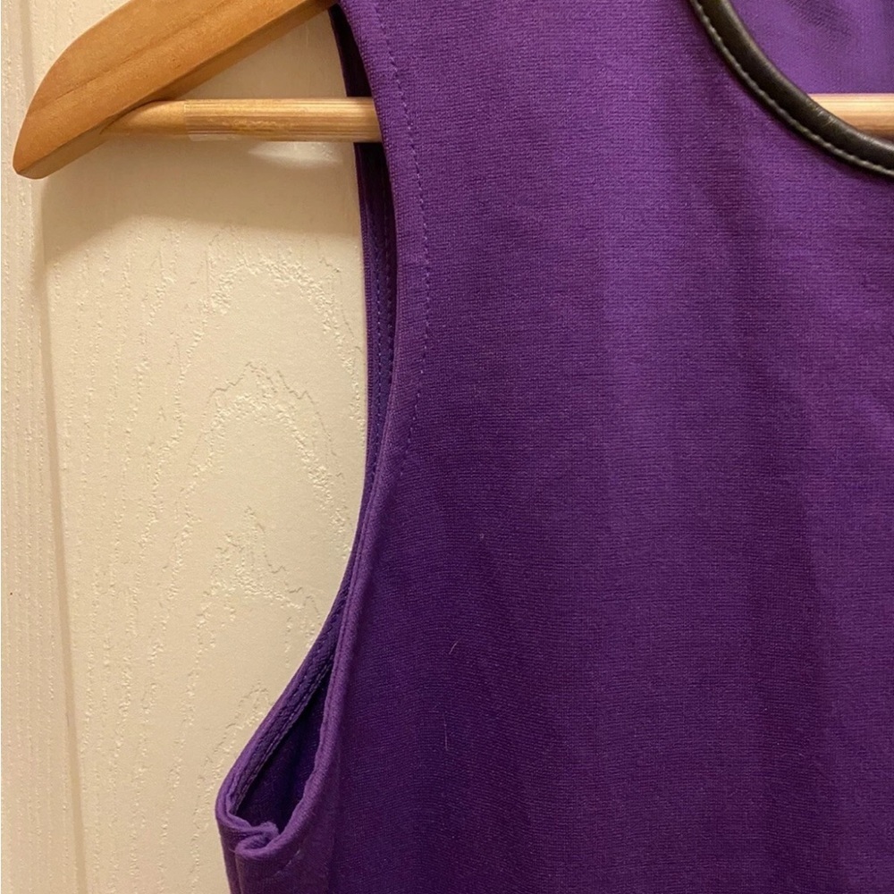 Lauren Ralph Elegant Brill Purple Sleeveless Dress w/ Faux Leather Trim Sz NWT!! - Picture 11 of 15